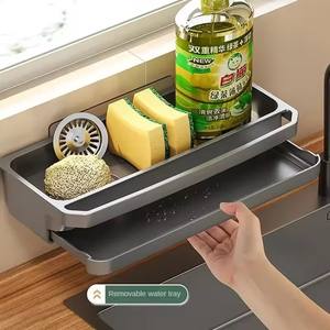 Étagères de rangement pour évier de cuisine à vidange automatique Accessoires en plastique Robinets Étagères de rangement pour chiffon éponge <span class=keywords><strong>savon</strong></span> - Product Image 4
