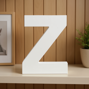 Lettera Z in legno bianca da 12 pollici, decorazione da parete per la casa - Product Image 3