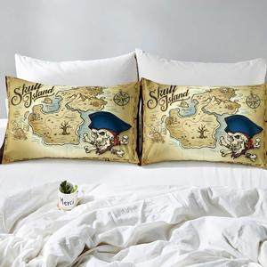 Đại Dương Hải Lý <span class=keywords><strong>Comforter</strong></span> Bìa Đặt Cổ Điển Cướp Biển Kho Báu Duvet Bìa Xương Thuyền Trưởng Bộ Đồ Giường Đặt Biển Phiêu Lưu Quilt Bìa - Product Image 2