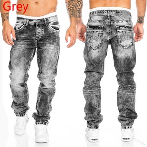 Jeans de Mezclilla con Diseño Personalizado, Lavado Ácido, Estilo Vintage, Degradado, con Costuras en Contraste, Corte <span class=keywords><strong>Recto</strong></span> Informal - Product Image 3