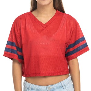 Custom Made Women's American Football Jersey Breathable 100% <b>Polyester</b> Plus Size Cropped Retro Jerseys with Short Sleeves - Product Image 3