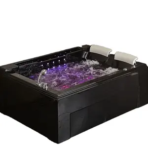 Home Indoor 2 Persons Black Acrylic Bathtub Modern Stand Alone Bath Tub