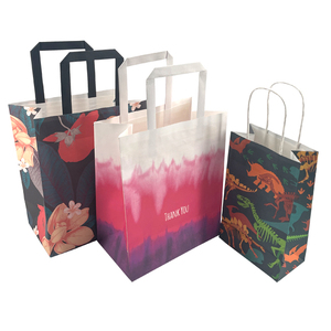 OEM Fancy Kraft Thank You Paper <b>Bag</b> Gift Paper Packaging <b>Bag</b> With Flat Handle Business Shopping <b>Bag</b> - Product Image 2