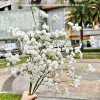 Bunga Baby's Breath Buatan dari Karet Lunak Putih 108 Tangkai, Dekorasi Pernikahan Ikat Tangan Grosir