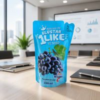 Sachets en plastique personnalisés pour boissons liquides avec paille, pour machine de remplissage de jus en aluminium, pochettes verticales à bec verseur