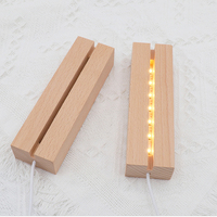 Socle de présentation rectangulaire en bois de 6 pouces avec base de lampe LED en bois pour acrylique et plexiglas, base de lampe LED intelligente en bois