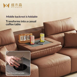 ספת מיטה חשמלית נפתחת, ריהוט לסלון קטן, ספת אוזני פיל מרופדת עור, מסגרת מעץ אורן, מילוי ספוג - Product Image 2