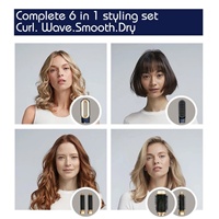 Nouveau 6-en-1 Bleu Brosse à Air Chaud Sèche-Cheveux Lisseur 1000W Outil Coiffant Multifonctionnel Multi-Styler 6-en-1 pour Usage Domestique
