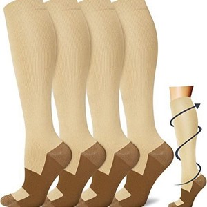 QG Compression Socks For Women <b>Knee</b> <b>High</b> Copper Ion Support Sports Socks Tall Length Color Blocking Design - Product Image 4