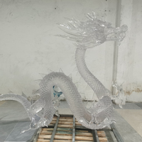 Sculpture de dragon chinois en résine transparente, décoration intérieure pour salon, statue de dragon en acrylique transparent, art oriental, décoration de la maison