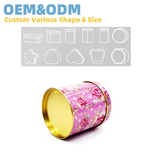 Barattolo in Latta con Doppio Coperchio Personalizzabile, Contenitore Rotondo Nero e Rosa, Scatola Vuota Grande in Metallo per Tè - Product Image 5