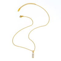 Collier pendentif vertical en acier inoxydable plaqué PVD Joolim, étanche, avec trois zircone linéaires, bijoux de mode en gros