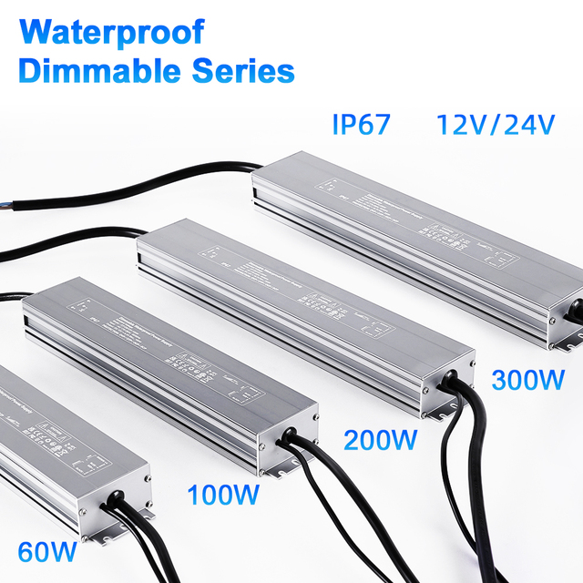 Ip67 Dali Triac 0/1-10V 12V 24V Led Power Supply Waterproof 60W 100W 300W 100-240VAC Dimmable Dali DT8 Led Driver