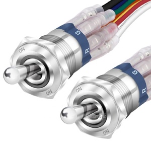 Interrupteur à bascule <span class=keywords><strong>12V</strong></span> étanche IP67 RGB LED interrupteur à bascule 16MM interrupteur à bascule en métal pour voiture bateau Marine - Product Image 1