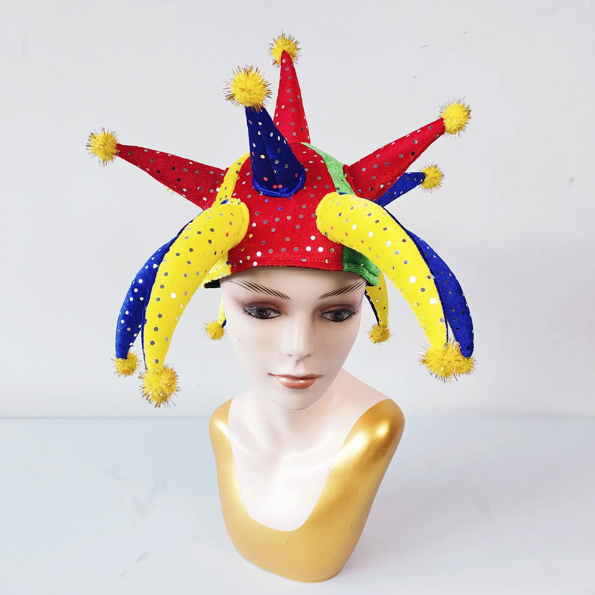 Giullare colorato con corna buffo cappello giullare per adulti carnevale carnevale cappelli