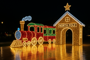 Train de Noël extérieur Décoration lumineuse LED Affichage de la <span class=keywords><strong>gare</strong></span> du pôle <span class=keywords><strong>Nord</strong></span> pour Holiday Park Plaza Street Event - Product Image 2