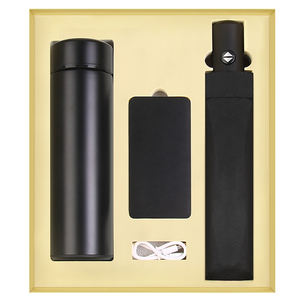 ชุดของขวัญธุรกิจดีลักซ์สําหรับวันครบรอบ โลโก้ที่กําหนดเอง จอแสดงผล LED ขวดน้ํา พาวเวอร์แบงค์ ร่มอัตโนมัติสต็อก - Product Image 4