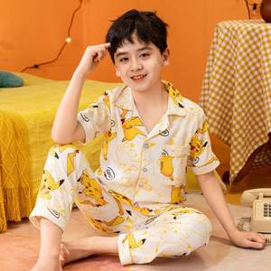 Ensemble de <span class=keywords><strong>pyjama</strong></span> boutonné 2 pièces en coton confortable vêtements de nuit à manches courtes pour enfants groupe d'âge bébé garçons et filles vêtements de salon - Product Image 4