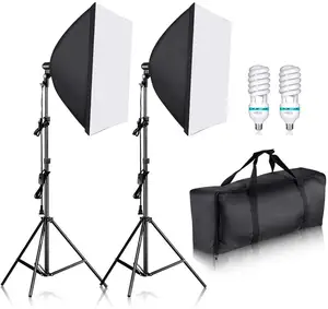 Photography Lighting 50x70CM Softbox Kit E27 Holder 135w Bulb Soft Box Accessories For Photo Studio Video