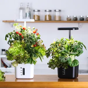 Kit de système de culture hydroponique à 4 dosettes pour jardin intérieur avec lampe de culture LED et kit de germination des plantes avec pompe à eau de 1,4 L