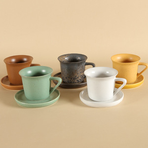 ชุดกาแฟเซรามิกสไตล์วาบิซาบิ ทนทาน พร้อมจานรองสำหรับดื่มน้ำชายามบ่าย - Product Image 1