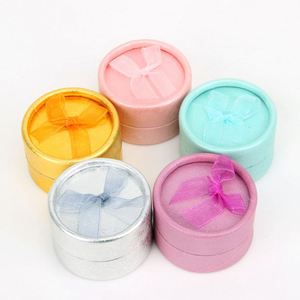 Mix Color Paper Ribbon Round Ring Ear Studs Jewelry <b>Box</b> <b>Cheap</b> - Product Image 1
