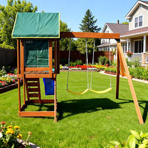 Aire de jeux - Cour de jardin, équipement de jeux d'extérieur commercial, toboggan pour enfants, maison de jeux, balançoire en bois pour la cour - Product Image 4