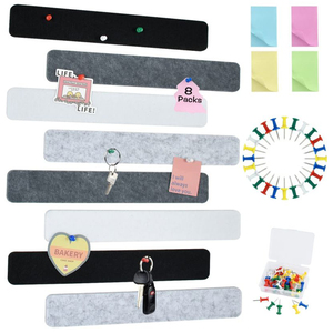 Tiras de barra de tablero de <span class=keywords><strong>corcho</strong></span> <span class=keywords><strong>autoadhesivo</strong></span> para notas Pastebin en tablero de mensajes, tablero de pines de fieltro para uso de boletines, 8 Uds. - Product Image 1