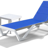 Chaise longue de patio en aluminium au design moderne, tissu double couche, dossier réglable, résistante aux UV, durable pour l'extérieur (stock US)
