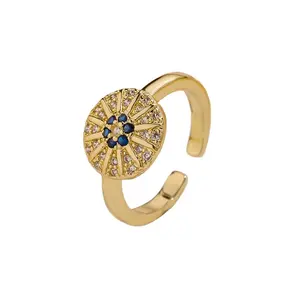 Inlaid Zirconia Eye Ring Charm Cubic Zirconia Ring Micro Open Adjustable Diamond Ring FOR Engagement Wedding