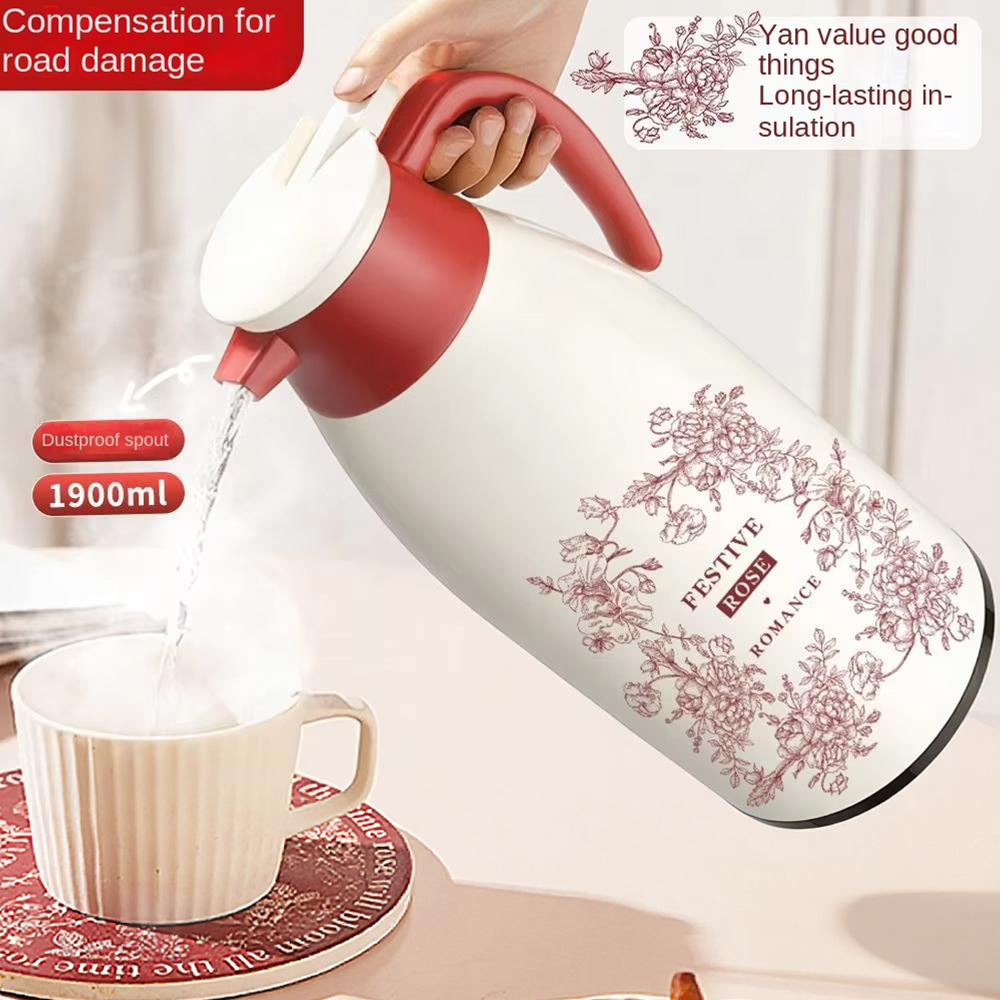 1.9L Double Walled Vacuum Insulated Glass Liner BPA Free Thermal Carafe with 24-36 Hours Thermal Retention Hot Water Thermos view 2