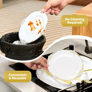 Juego de Vajilla Desechable de PET de 350 Piezas, Kit Completo de Vajilla, Platos, Vasos, Cubiertos, Servilletas, Libre de BPA, Ecológico, Apto para Microondas, para Fiestas - Product Image 4