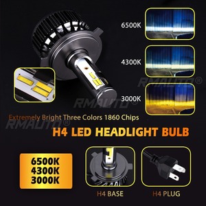 Par de Bombillas LED para Faros Delanteros de Coche H4 H7 IP67 3300LM con Cambio de 3 Colores 3000K 4300K 6500K, Luces Antiniebla para Auto - Product Image 3