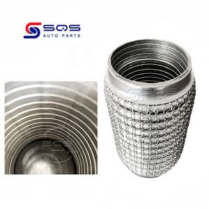 SQS OEM/ODM Tubo flexible de escape de alta calidad 2"x4"x8" para sistema de escape de coche, doble trenzado, tipo fuelle curvado, universal - Product Image 4