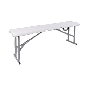 4FT 118CM Tragbare Klapp bank für den Außenbereich Picknick tisch und Hocker aus weißem Kunststoff für den Garten balkon auf dem Patio - Product Image 1