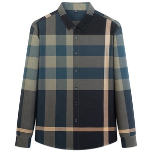 Chemise à carreaux haut de gamme pour homme à manches longues, décontractée, infroissable, à rayures, anti-boulochage, pour l'automne - Product Image 5