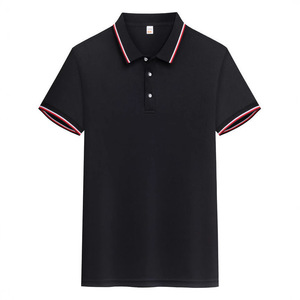 Camisa Polo Azul Claro de Poliéster Unisex para Trabajo y Uso Diario, Color Sólido, Manga Corta con Ribete Rojo, Blanco y Azul en el Cuello y Puños - Product Image 3