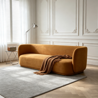 Canapé modulaire sectionnel incurvé moderne à trois places en tissu velours rembourré, petite taille, pour usage commercial dans les hôtels et villas