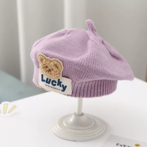 Chapeau <span class=keywords><strong>béret</strong></span> tendance automne-hiver pour enfants, style coréen, casquette de peintre en laine tricotée, style cuir pour bébés garçons, décontracté - Product Image 6