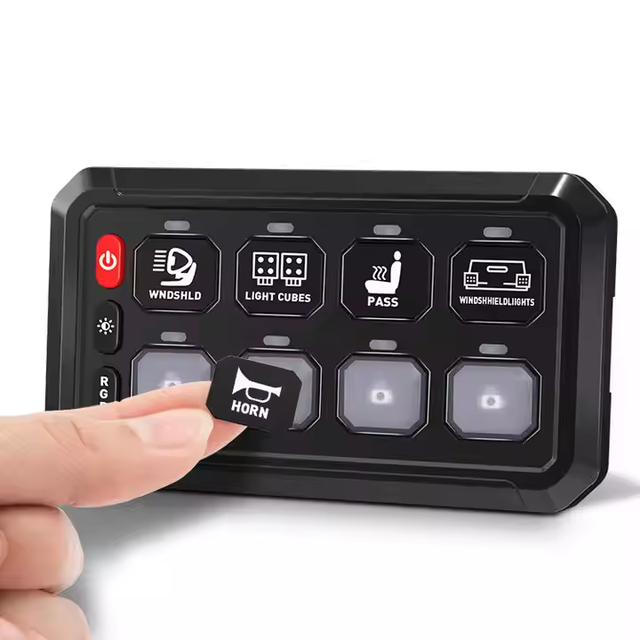 DC 12V/24V Boat RV Marine Car 8 Gang RGB Wireless APP Remote Control Switch Panel with Electronic Relay Box