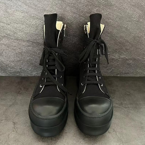 Zapatillas de lona transpirables de color oscuro para hombre, de caña alta, con suela gruesa, informales, estilo estudiantil, para primavera y verano. - Product Image 4