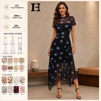 Vestido Midi Informal de Verano para Mujer, Material Premium, Ligero, Transpirable y Cómodo, con Diseño Floral y Dobladillo Irregular, Ideal para Invitadas de Boda