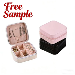 Square PU Leather Jewelry <b>Storage</b> Box, Multi Compartment Zipper Portable Travel Organizer Case for Earrings <b>Rings</b> Necklaces - Product Image 1