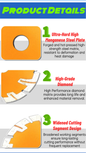 Disques de coupe diamantés industriels - Lames segmentées en nitride, disponibles en OEM, garantie 3 ans, pour la découpe de maçonnerie et de béton armé - Product Image 4