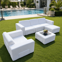 Platzsparendes KD Aluminium Outdoor-Sofa mit Vakuumkomprimierten Schaumstoffkissen für Terrasse und Garten, Sektionales Sofa für Ferienanlagen