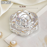 Miroir de maquillage compact miniature pliable en plastique en forme de rose, personnalisable, double face, portable, en gros