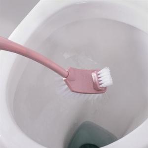 Toilet Brush <b>Set</b> Long Handle Wall Mounted Plastic Holder Rectangular Minimalist Design Bathroom Cleaning <b>Tool</b> - Product Image 2