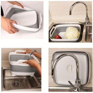 Allife Picnic plástico plegable plato bañera lavabo manijas, plato para lavar platos frutas escurridor cesta plato bañera para Cocina - Product Image 4