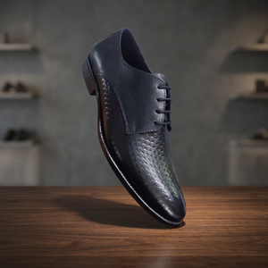 Chaussures habillées décontractées pour hommes en cuir de vachette verni noir, style Oxford, à lacets, légères et élégantes - Product Image 2