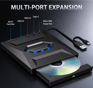 Unidad Óptica Externa USB 3.0 Tipo C 5 en 1, CD <span class=keywords><strong>DVD</strong></span> <span class=keywords><strong>RW</strong></span> VCD, Puertos SD/TF, Grabadora de <span class=keywords><strong>DVD</strong></span> para Portátil, Escritor de CD, Super Drive de Escritorio - Product Image 2